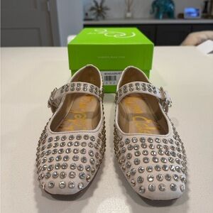 Sam Edelman, Michaela Ivory Twill Ballet Flats